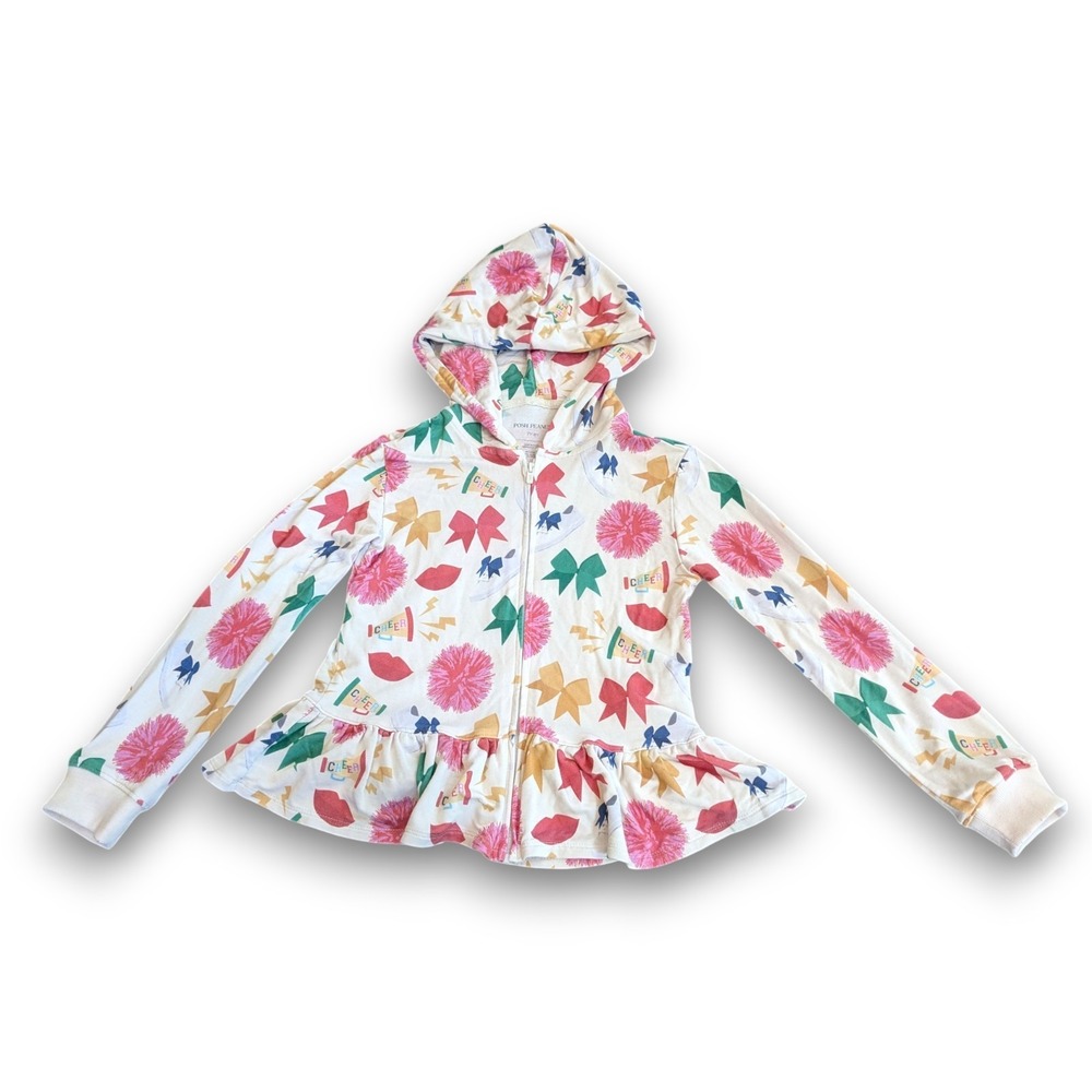 Posh Peanut Full Zip Hoodie Ruffle Cheerleader Bamboo Viscose Girls 7/8
